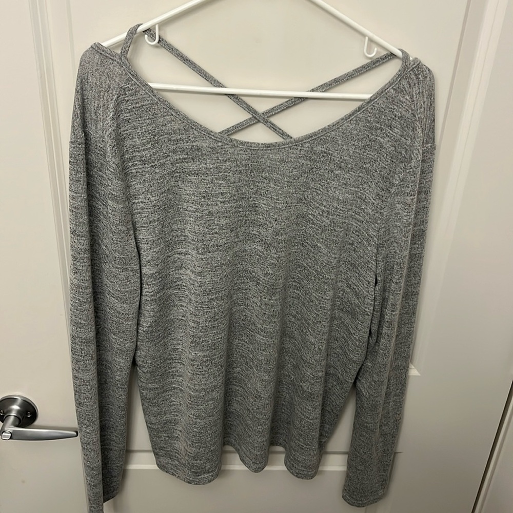 GAP Gray Cut Out Long Sleeve Top